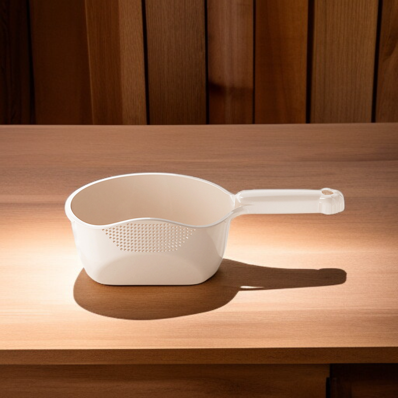 سلة تصريف لغسل الأرز بمقبض