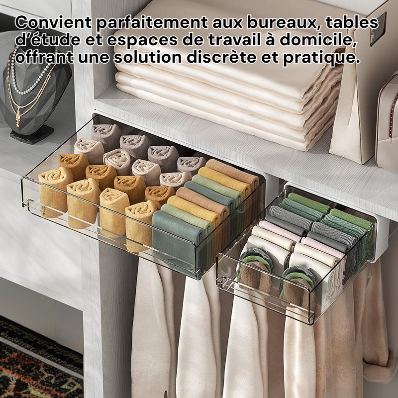 Support de rangement de documents transparent sous le bureau, installation sans perçage