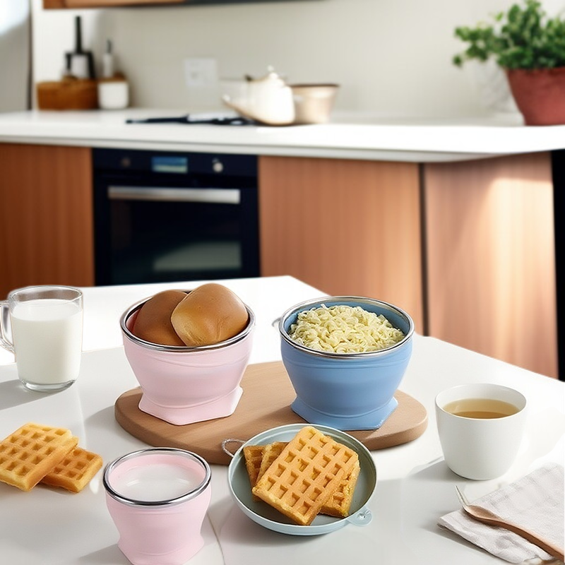 Bol de viaje plegable de silicona para camping