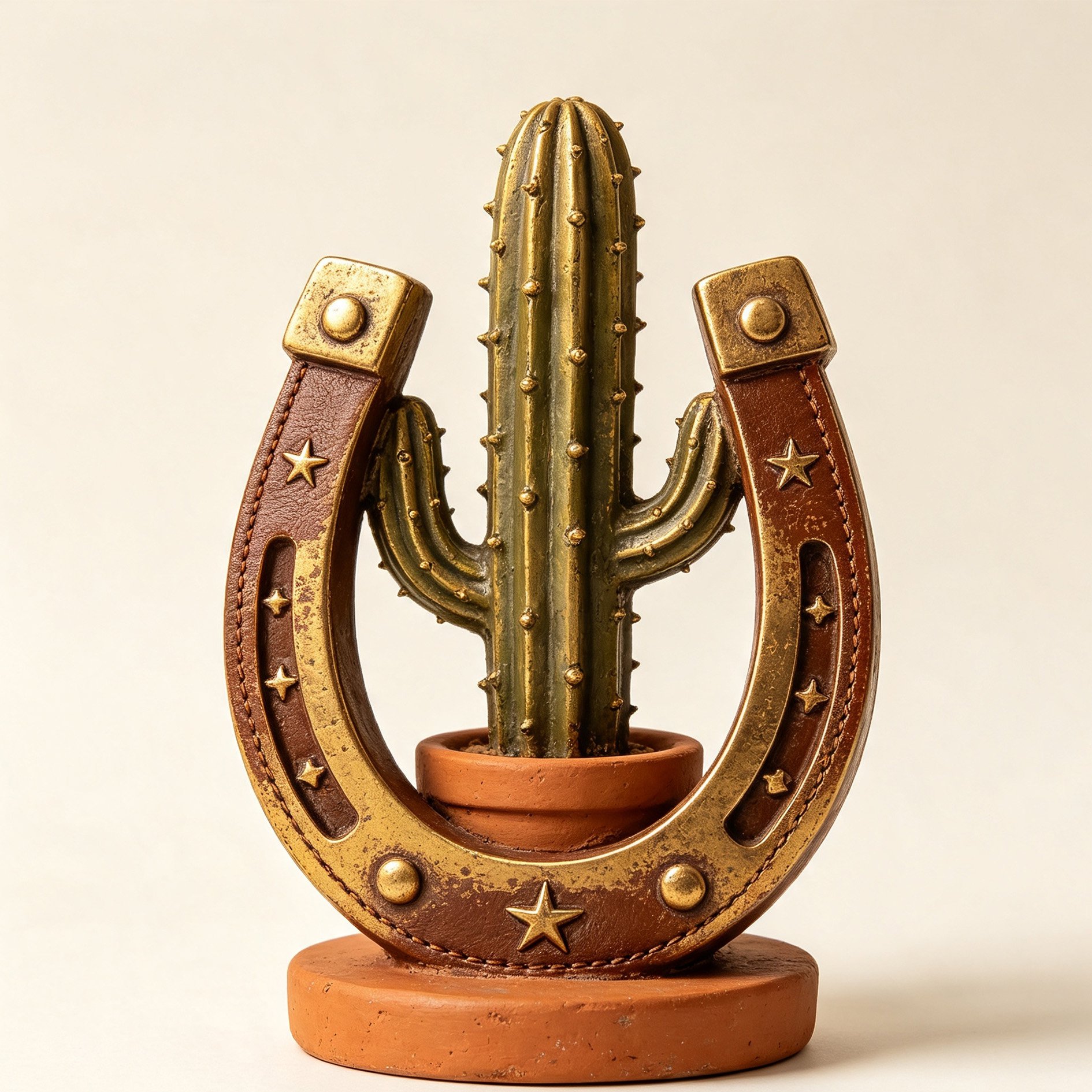 Desert-inspired horseshoe cactus decor piece