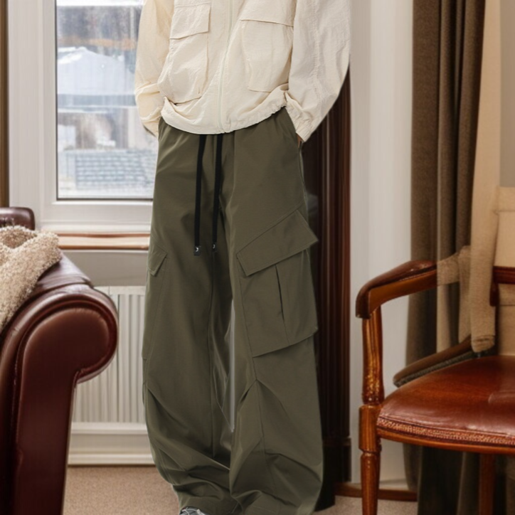 Pantalones rectos impermeables para exteriores, multifuncionales y holgados