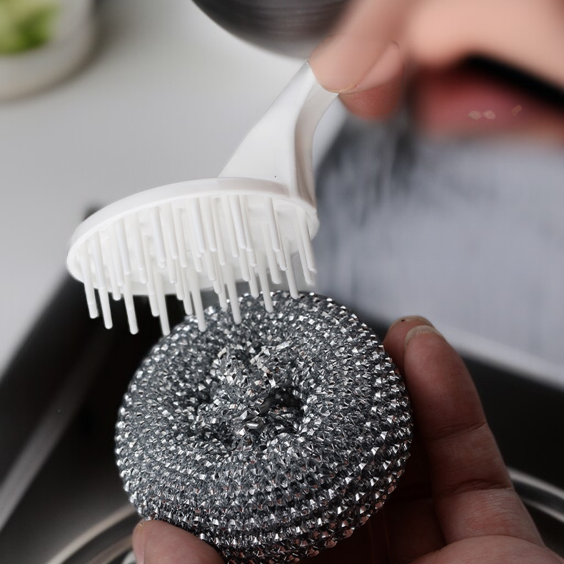 家庭用ワイヤーボールブラシ キッチンクリーニング多機能ノンスティック洗浄ポットロングハンドル鍋ブラシ