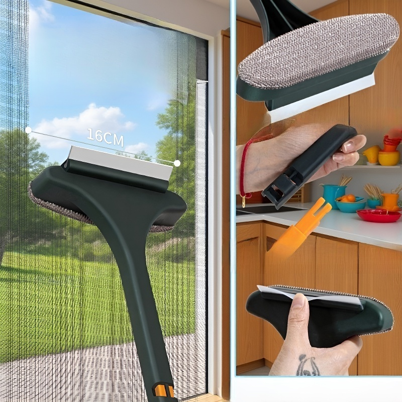 Cepillo limpiacristales de doble cara para ventanas domésticas, sin desmontaje, limpieza eficiente