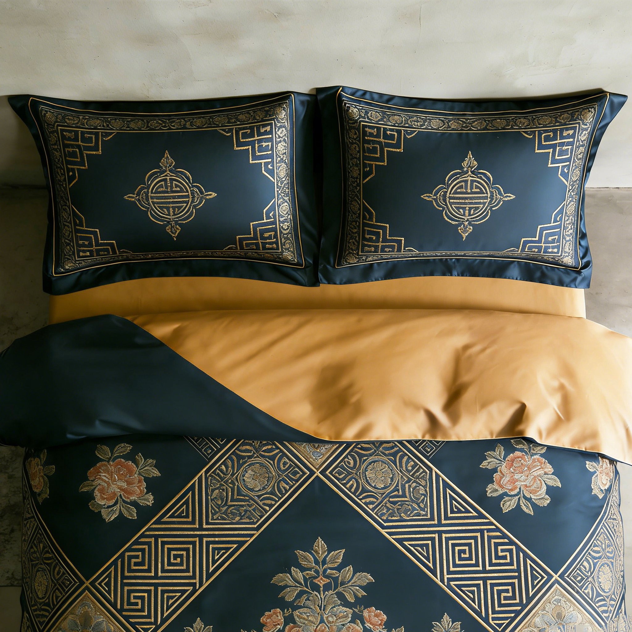 高級サテン生地ベッド四点セット