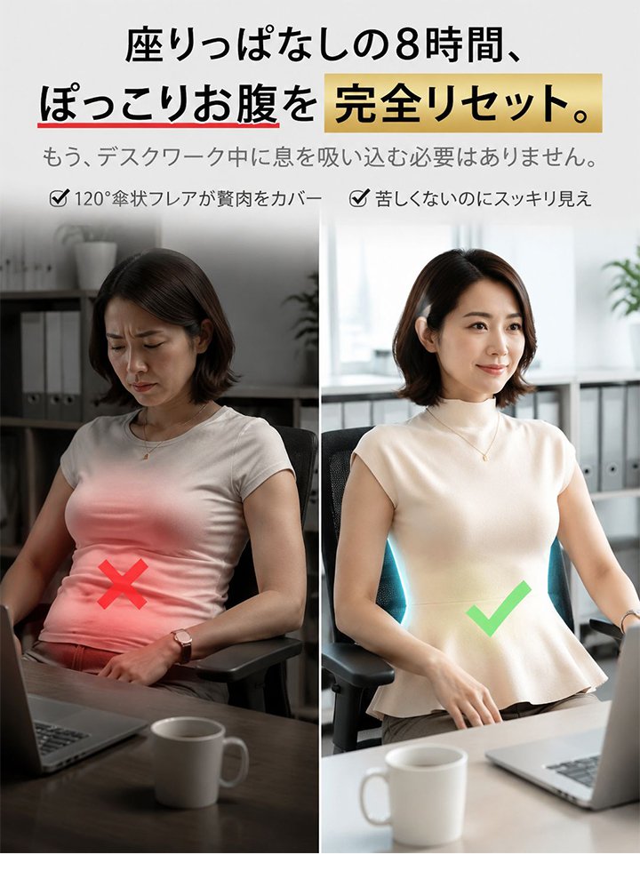 Monolly 骨格マジック・3Dペプラムニット | どんな体型も「くびれ美人」へ