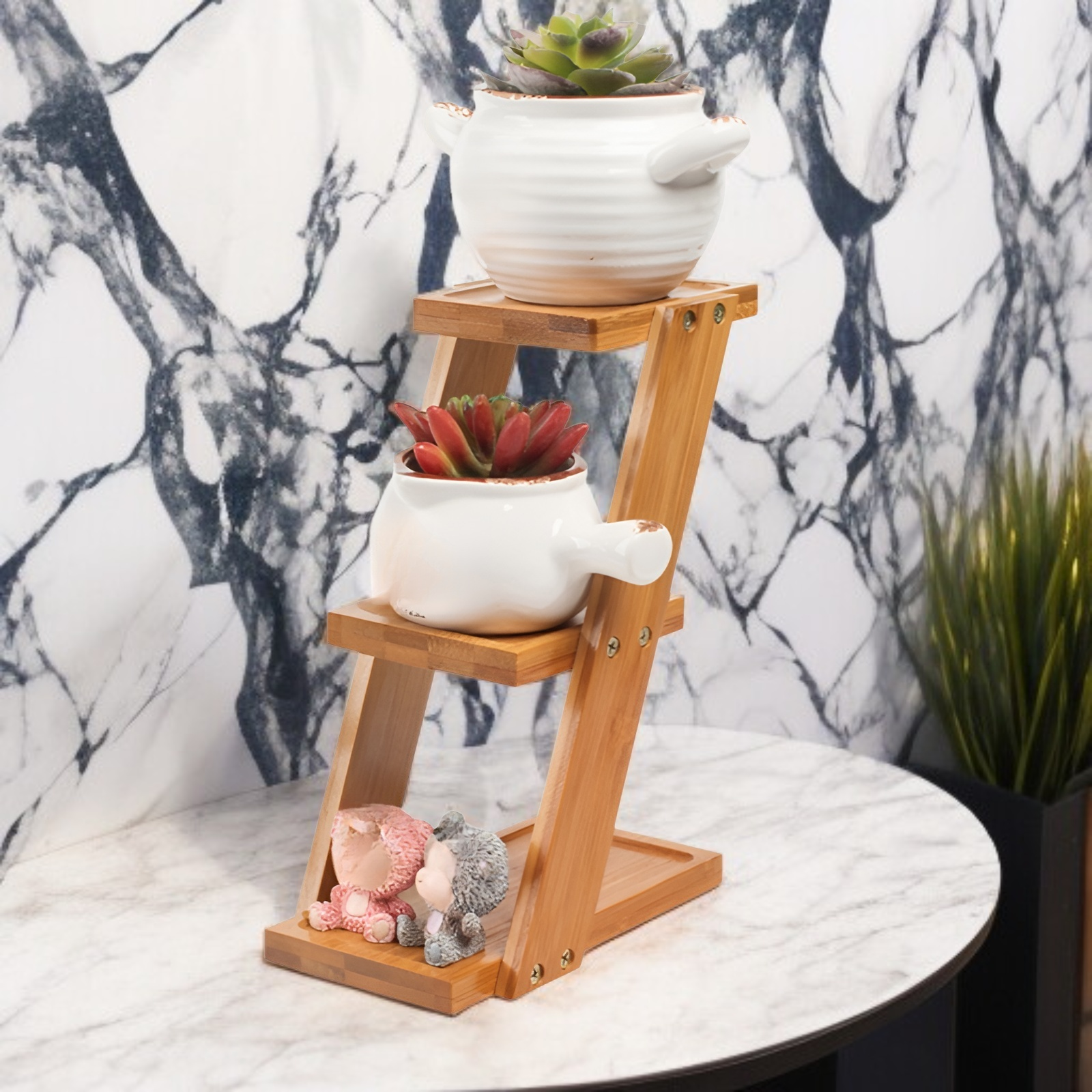 桌面花盆植物小收納架