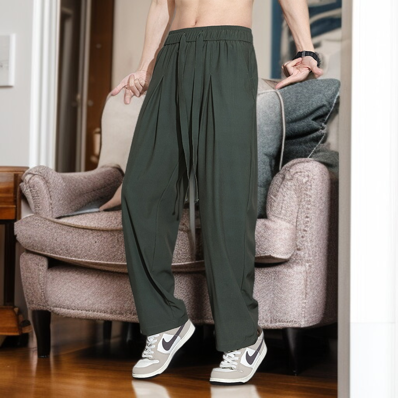 남녀 빅사이즈 캐주얼 팬츠 하이 통기 일자 트레이닝 팬츠 아이스 팬츠 남 여름 속건 캐주얼 팬츠
