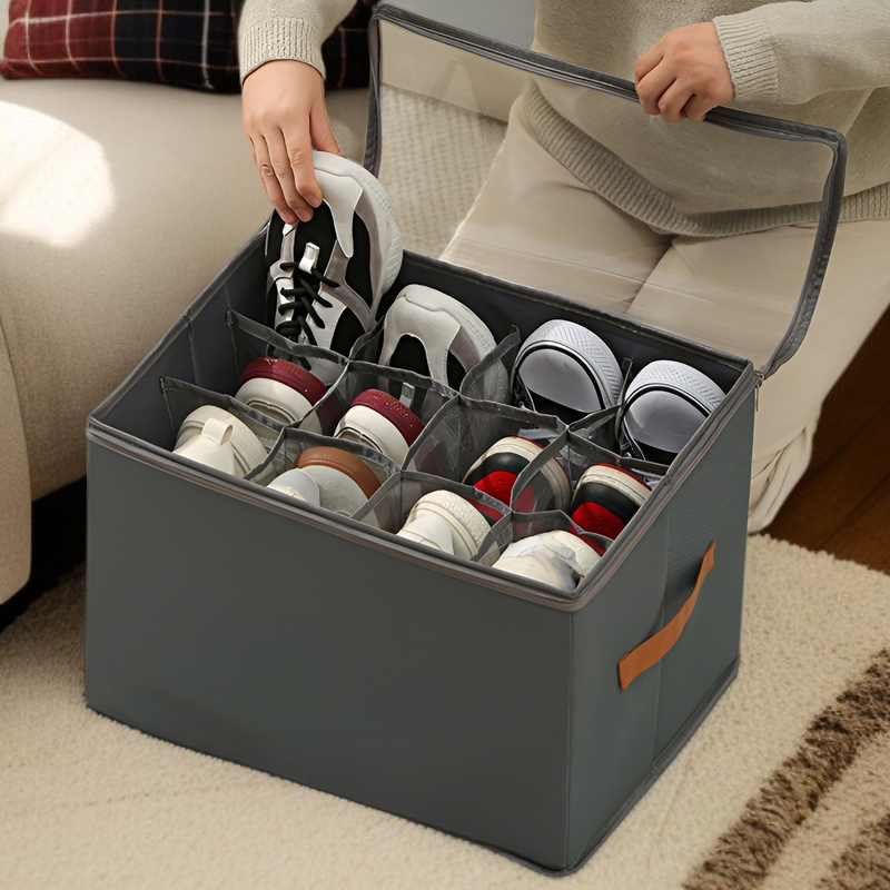 Caja para almacenar botas con ventana transparente y separadores ajustables, fácil de organizar