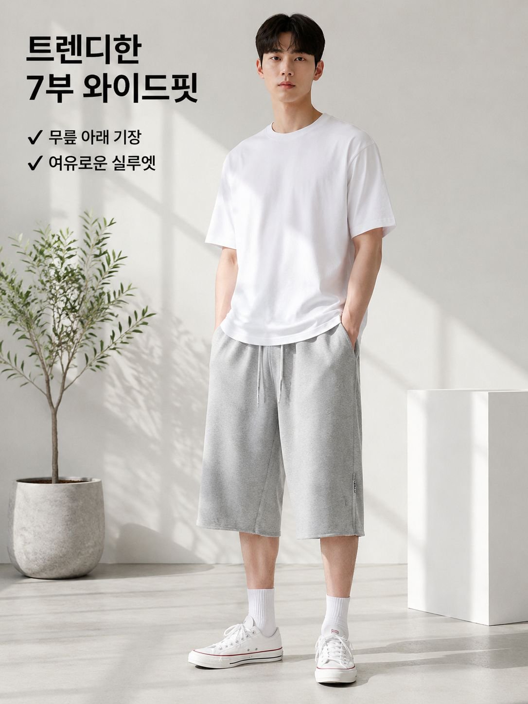남자 세미 와이드 7부 트레이닝 반바지