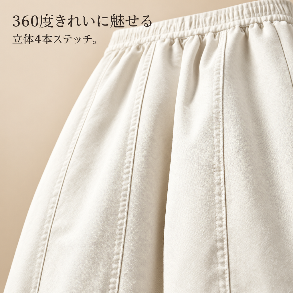 女性用春秋ゆったりバルーンパンツ 九分丈