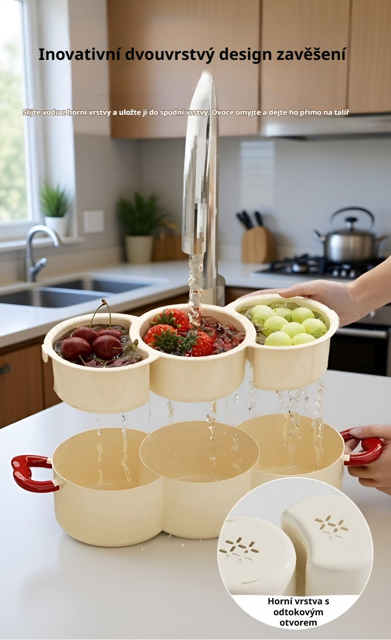 Koš na ovoce s odvodněním – detail odvodňovacího systému