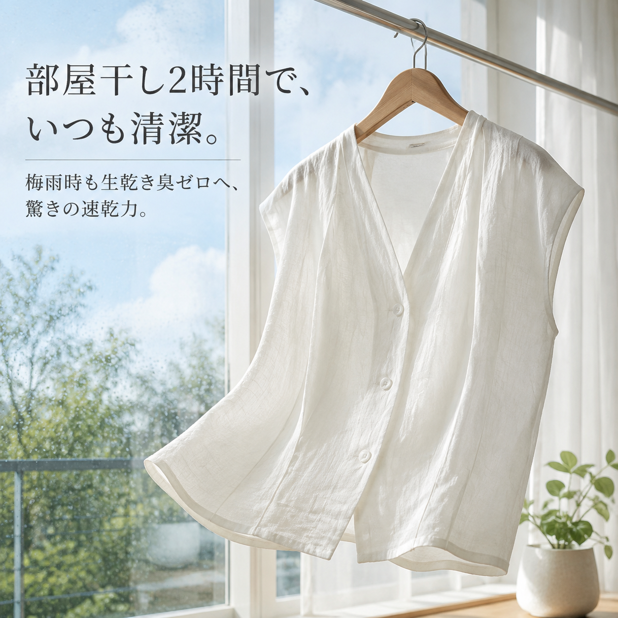 日本風Vネックノースリーブリネンシャツ女性用