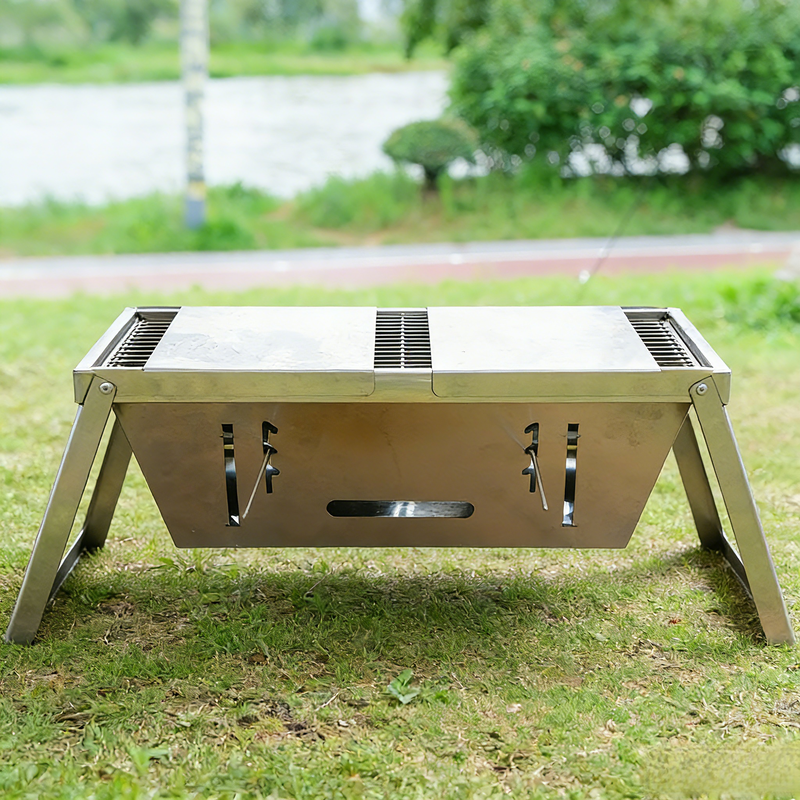 便攜折疊烤肉架 戶外迷你不鏽鋼烤肉爐 適用於露營野餐派對