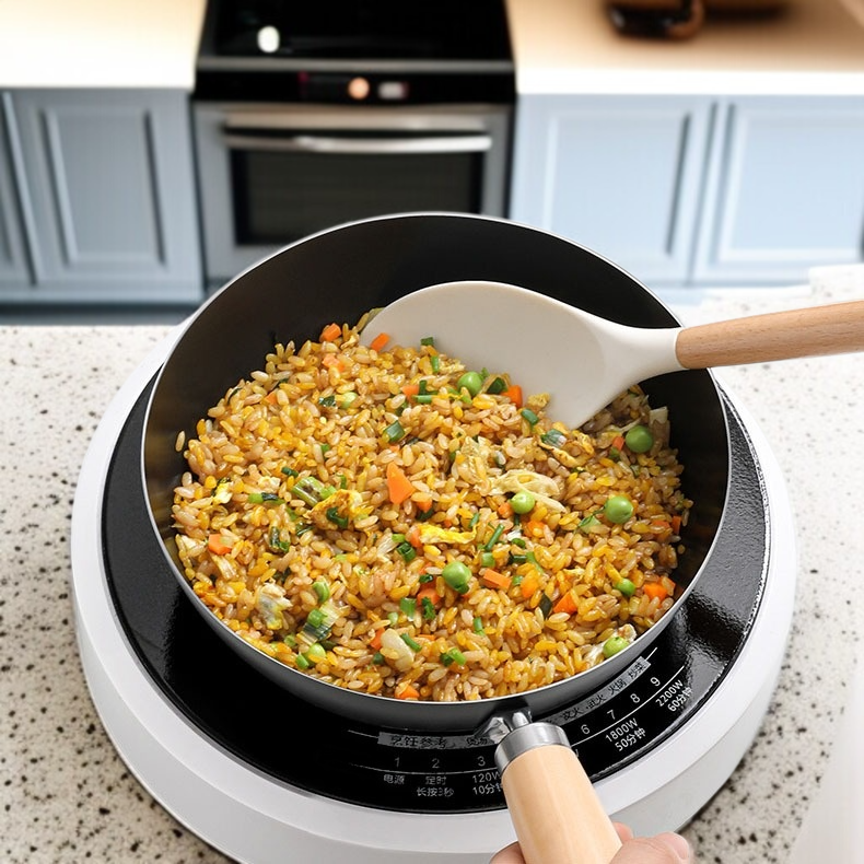 가정용 무코팅 가마솥 프라이팬 프라이팬 1인용 경량 가정용 인덕션 적용 미니 무접착 가마솥