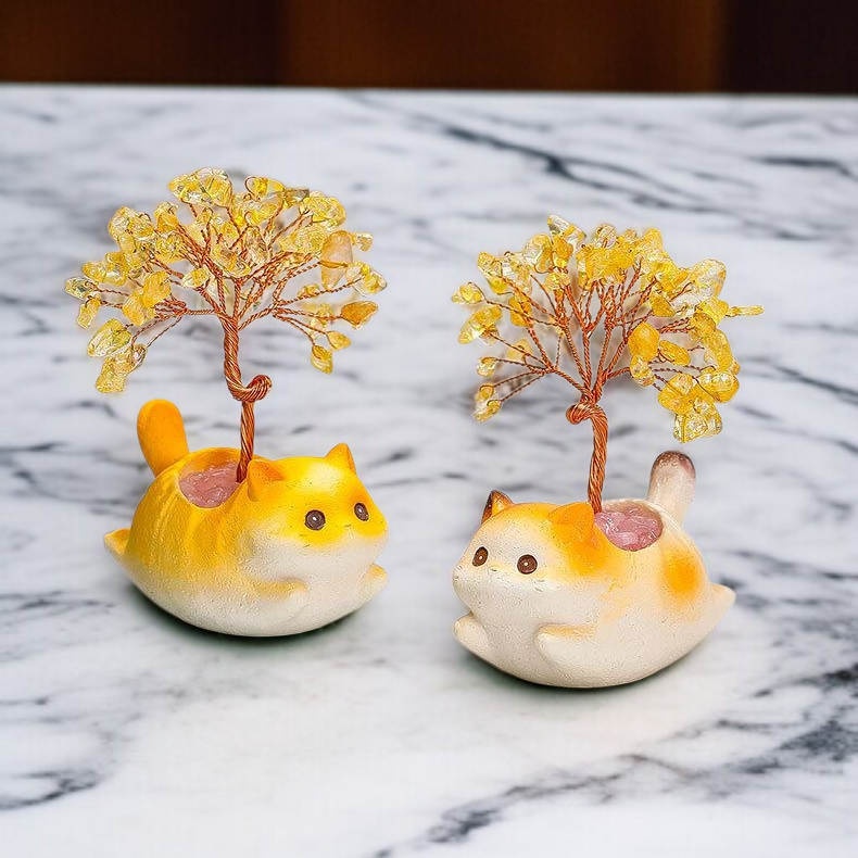 귀여운 동물과 수정이 조화된 장식품