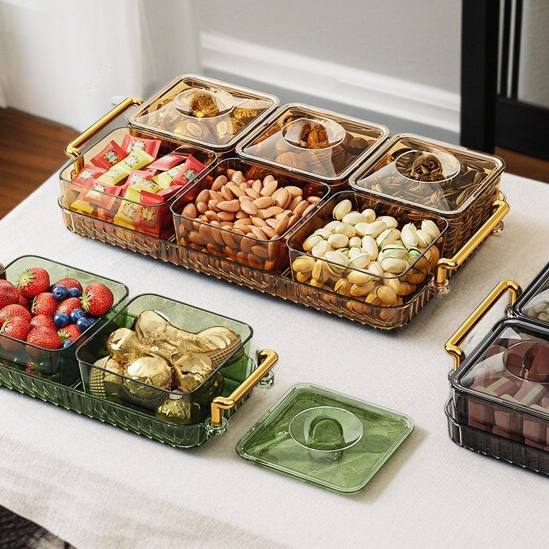 다기능 플라스틱 과일 캔디 접시 뚜껑 포함