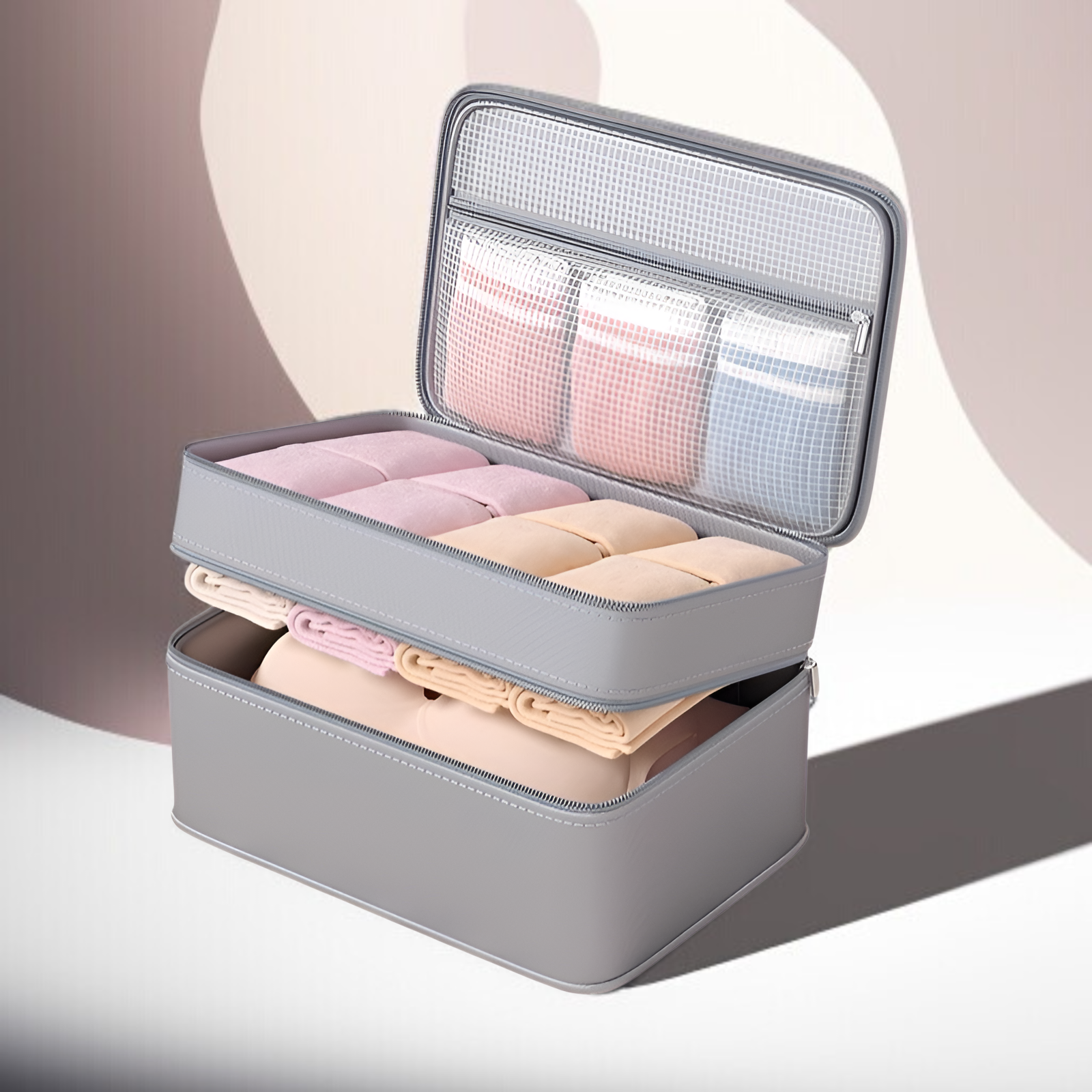 여행 휴대용 분장 속옷 수납 가방 전체 모습