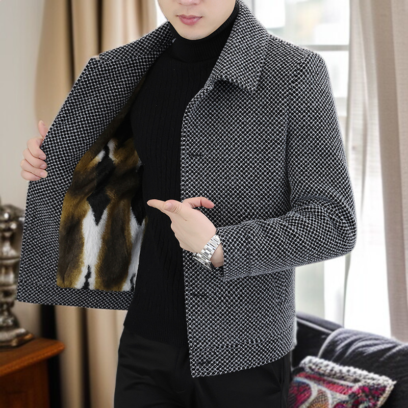 남자 기모직 재킷 도톰 기모직 재킷 데일리 통근 캐주얼 상의 가을 겨울 숏 코트