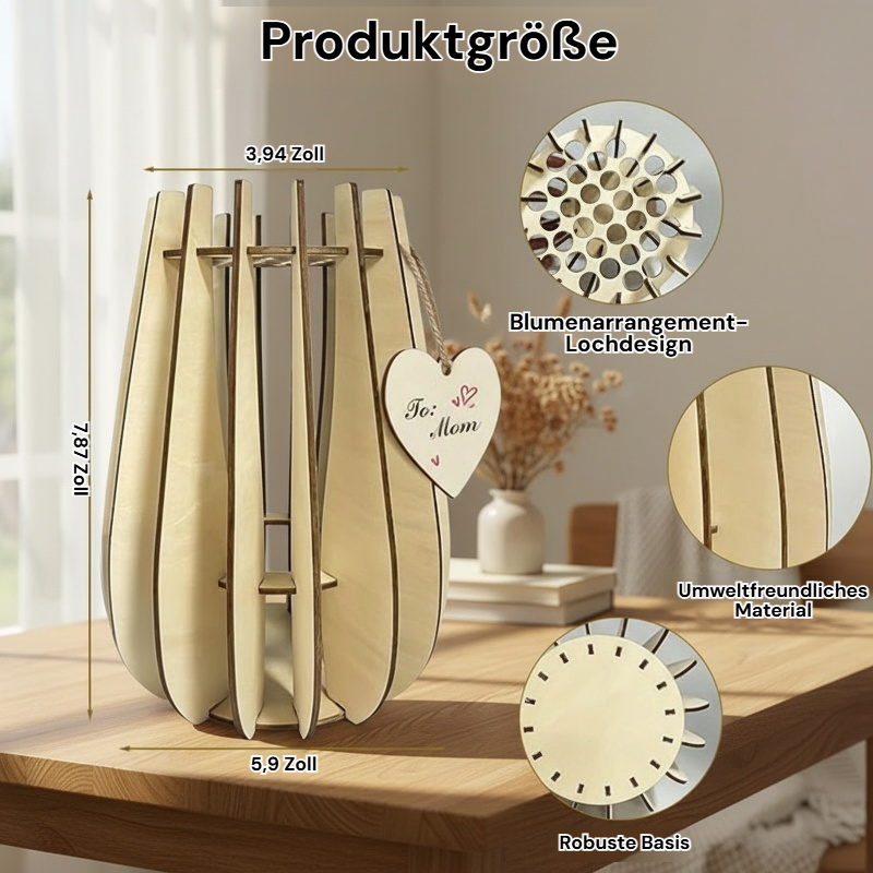 Holz-Puzzle-Vasenständer für Zuhause, Bürodeko Blumenvase