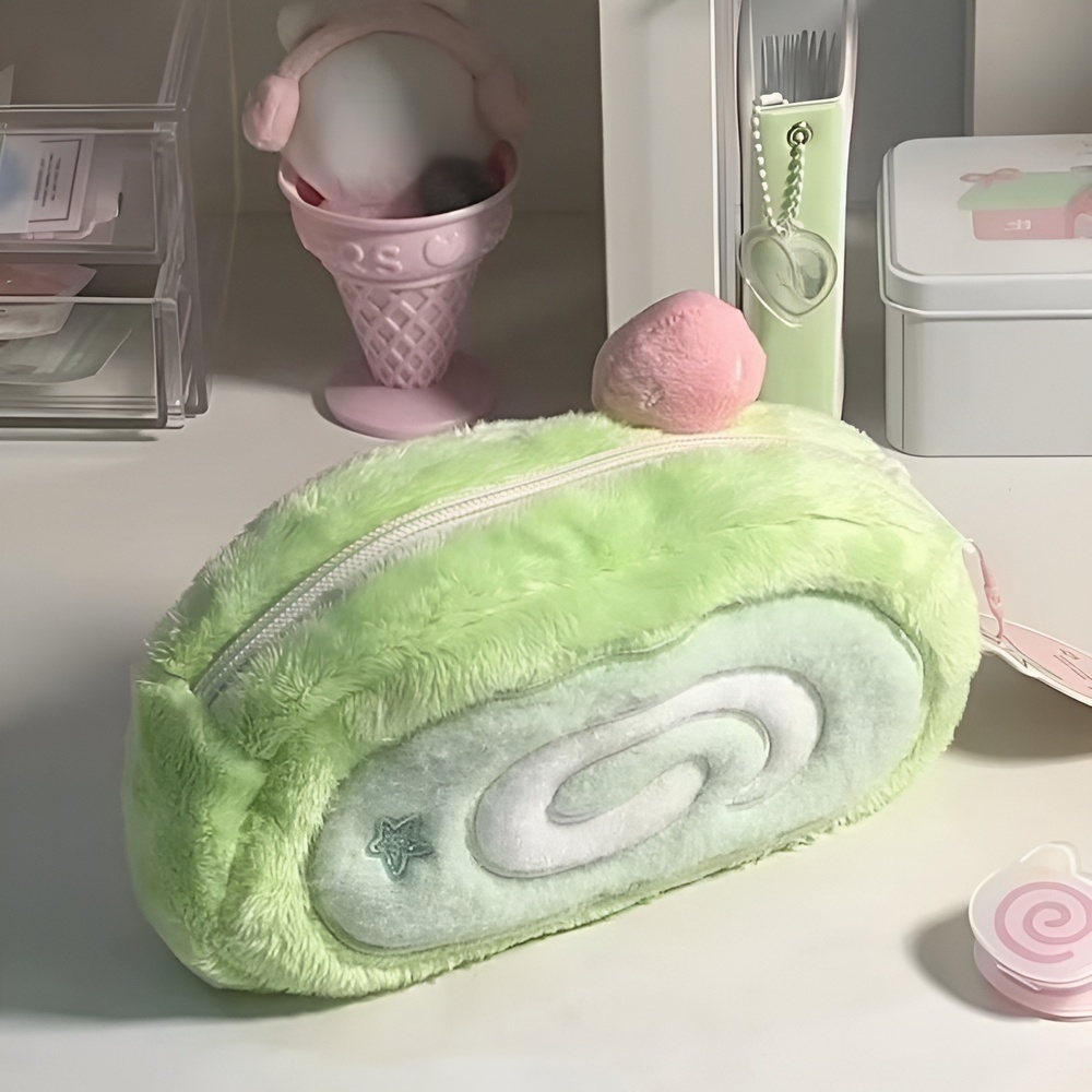 Cute Plush Swiss Roll Pencil Case