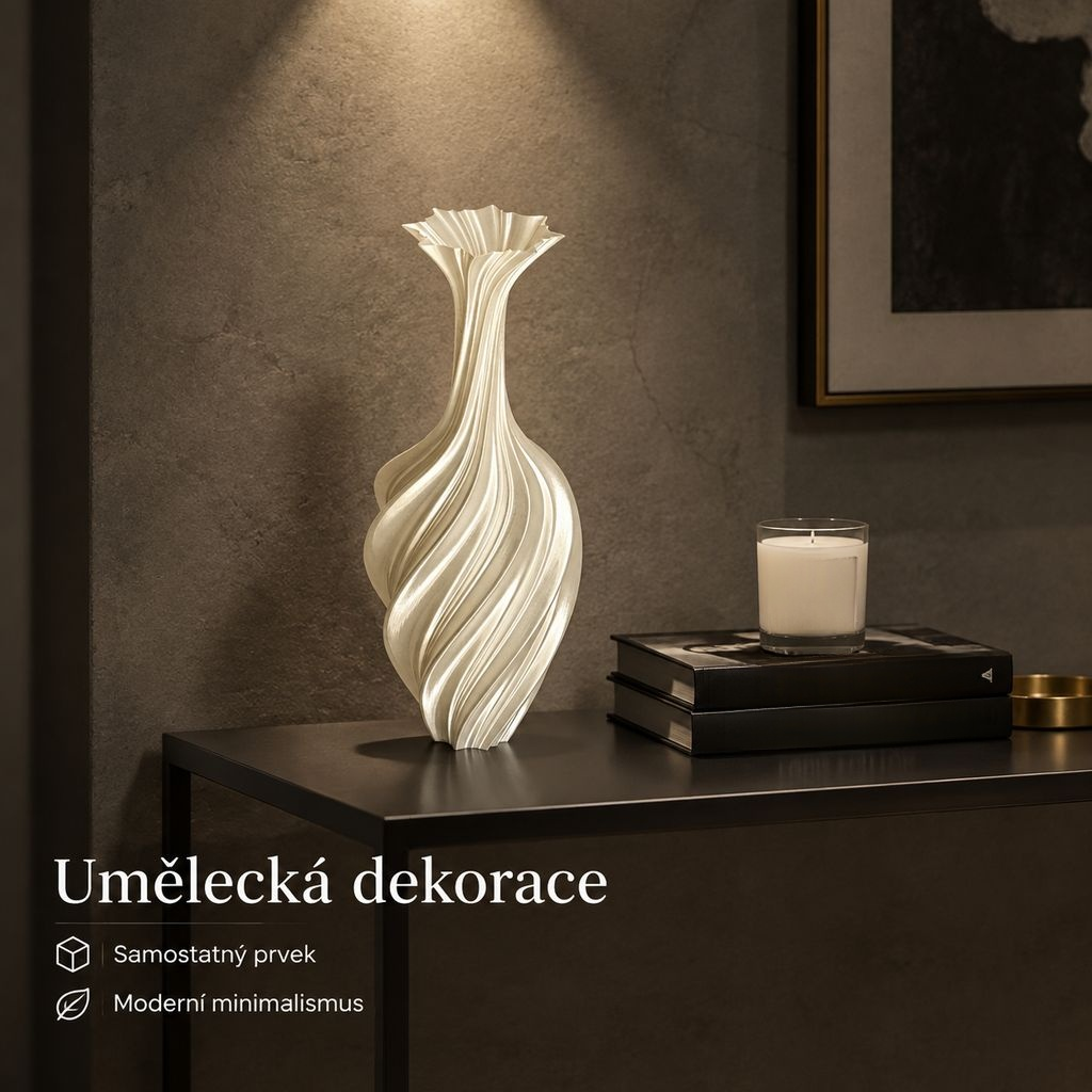 Severská váza s abstraktním uměním, 3D tisk dekorace