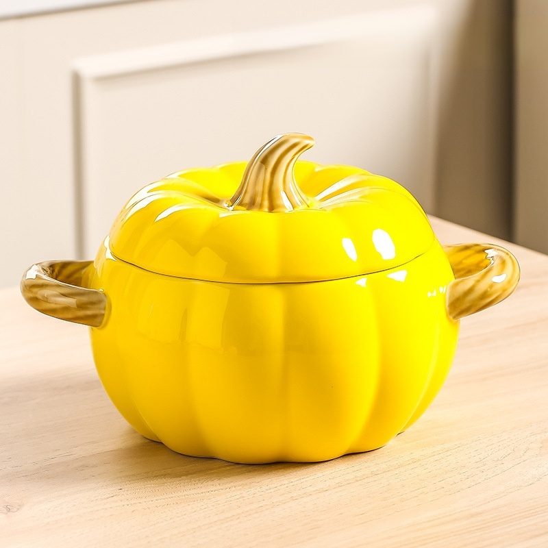 陶磁器両耳カボチャスープボウル
