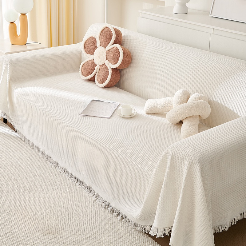 Cream Waffle Sofa Cushions