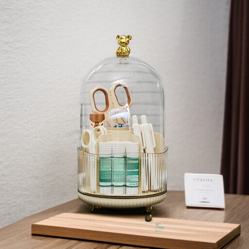 漫画クマのアイブロウペンシルホルダー回転式化粧品収納ボックスコンパートメント口紅防塵デスクトップドレッシングテーブル収納チューブ