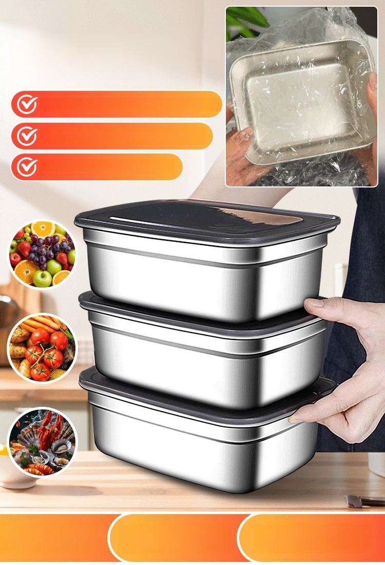 【ผู้ช่วยอเนกประสงค์】กล่องเก็บอาหารสแตนเลส รักษาความสด