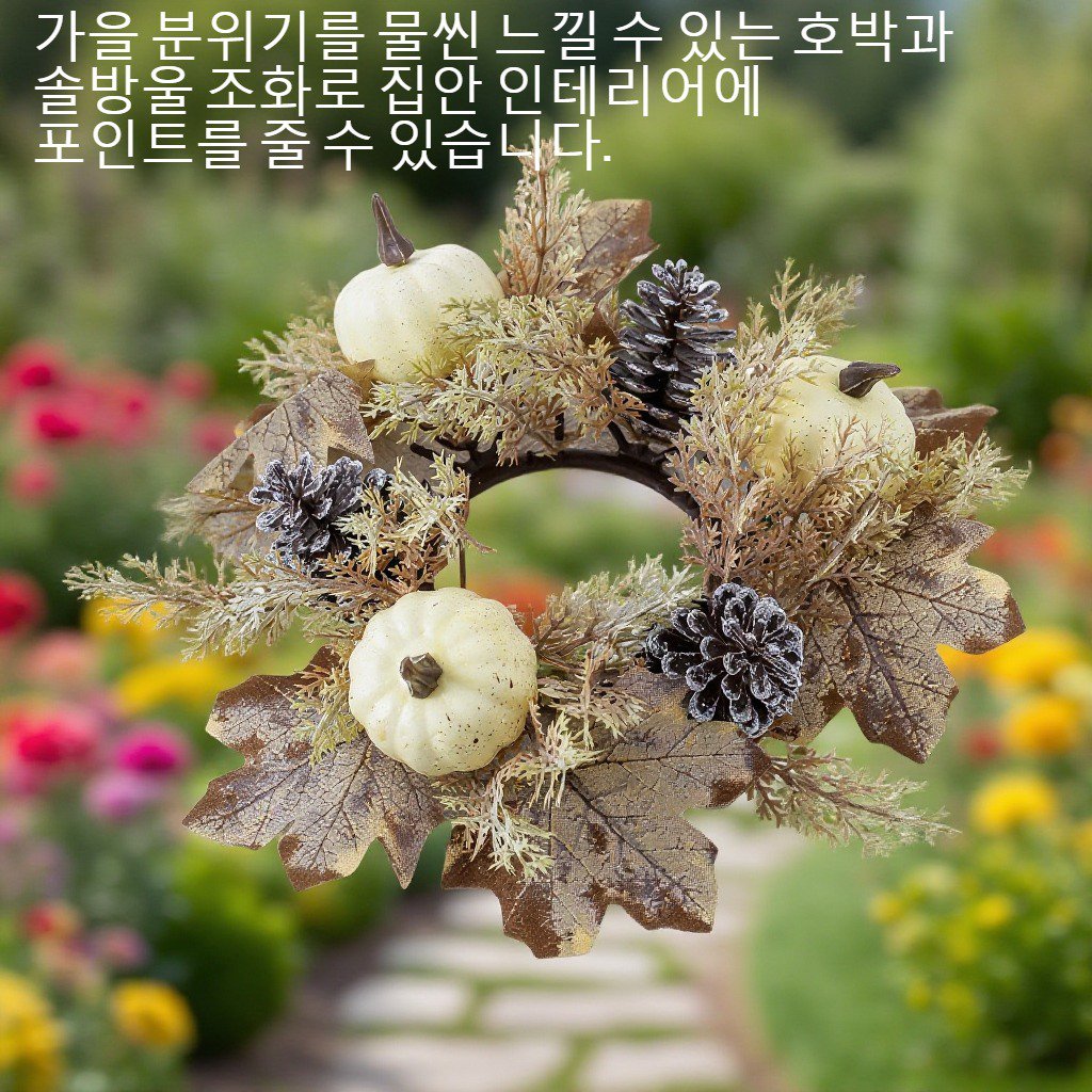 호박 솔방울 장식 화환