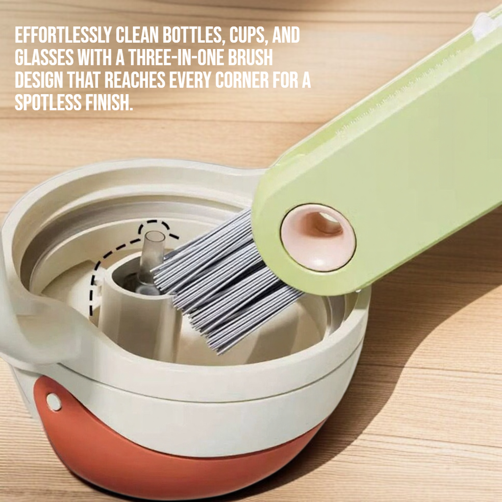 Multi functional cleaning three in one cup brush