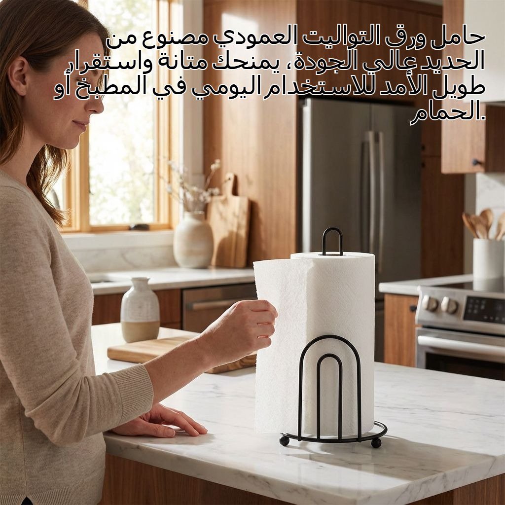 حامل ورق تواليت عمودي من الحديد للمطبخ