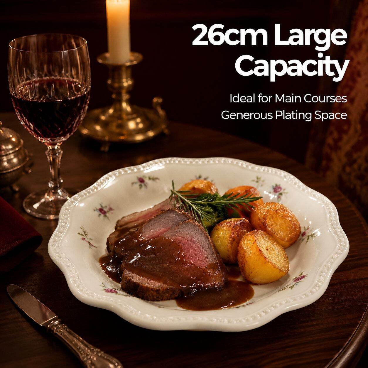 Fleur Ceramic Round Plate 26cm 2-piece Set/Home Gift