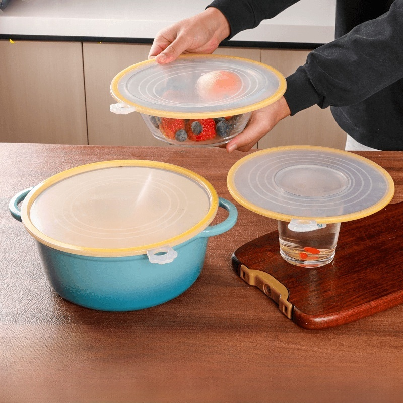Household dustproof and leakproof silicone bowl lid