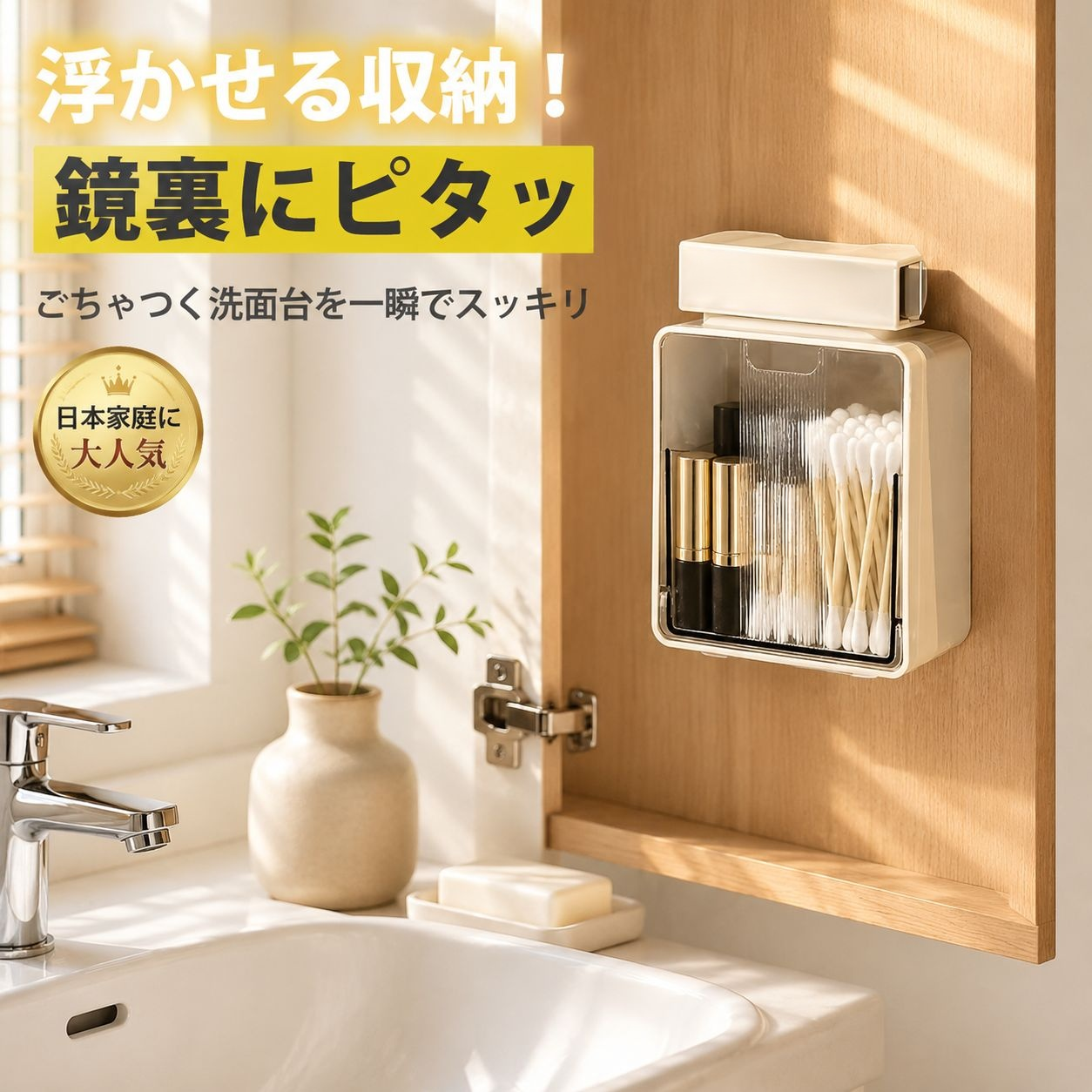 バスルーム吊り下げ小物整理ラック 穴あけ不要収納ボックス