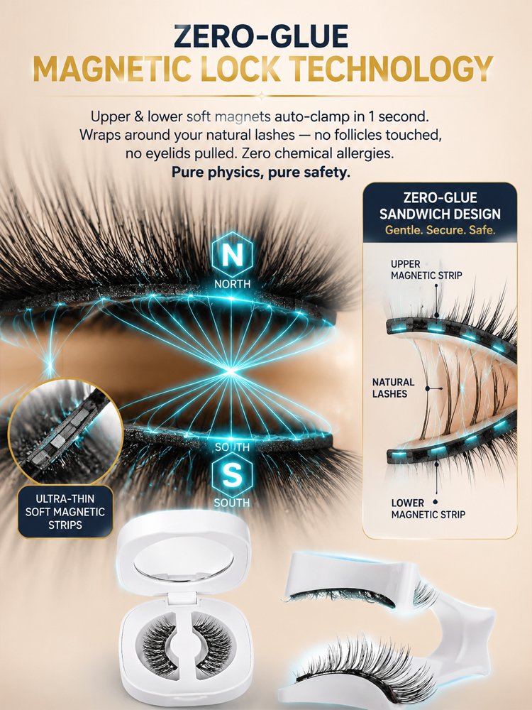 [1-Second Makeup Application & Portable Storage Box] Magnetic False Eyelash Set