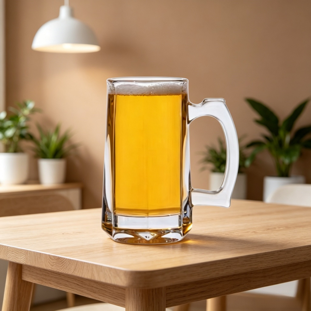 초대용량 500ml 유리 맥주잔 손잡이 집 바 티컵 영웅잔