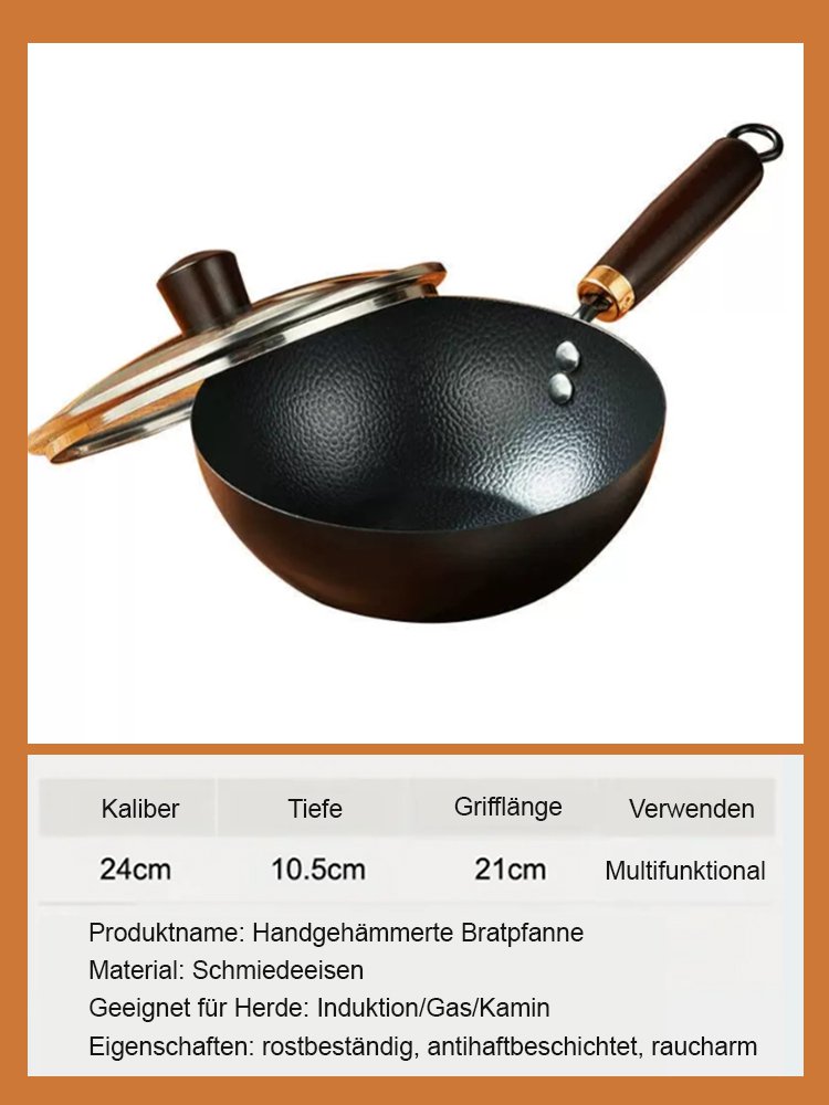 Handgeschmiedete Pfanne✨30.000 Hand-Schläge ✨Ohne chemische Beschichtung ✨Sicher & Gesund