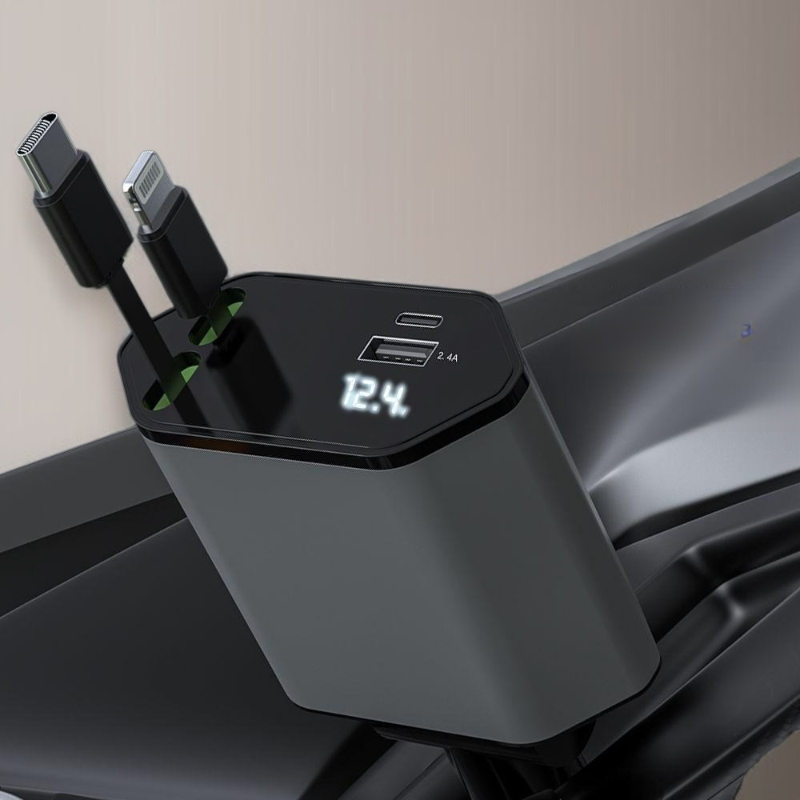 쿼드 인치 180° 회전 차량용 충전기 충전기 차량용 급속 충전 간편 쿼드 인치