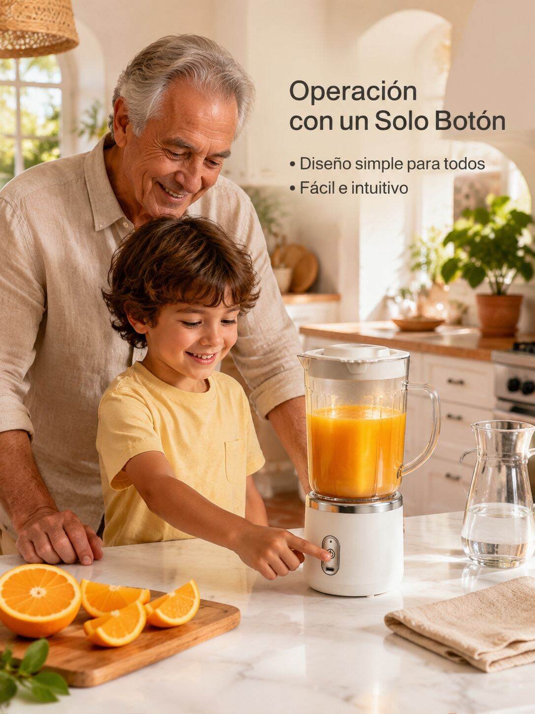 Licuadora portátil en la cocina lista para usar