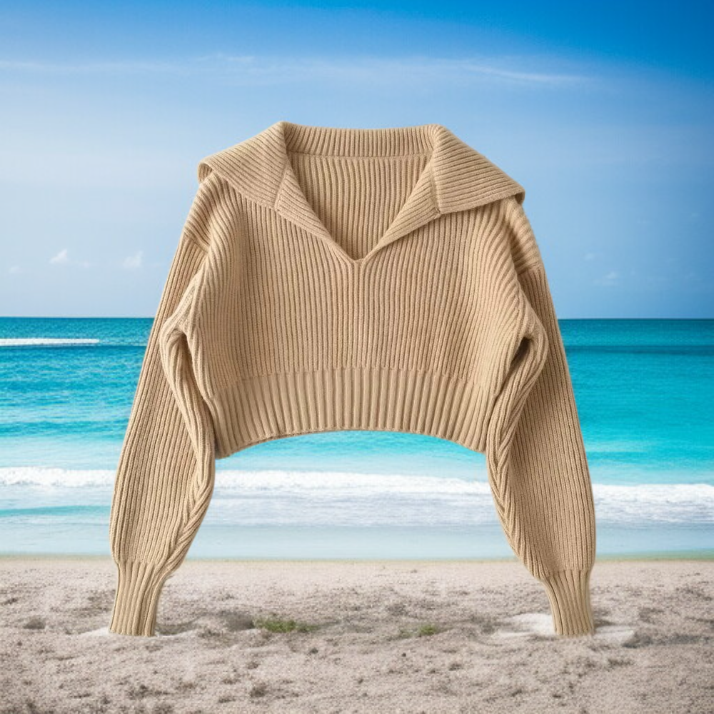 ラペルオールマッチセーター