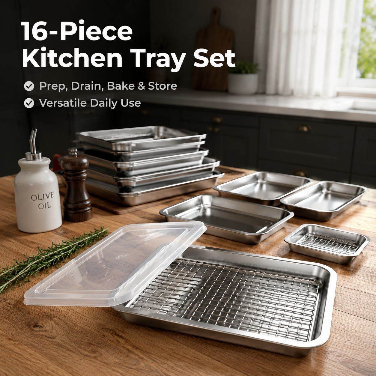 Stainless Steel Rectangular Tray