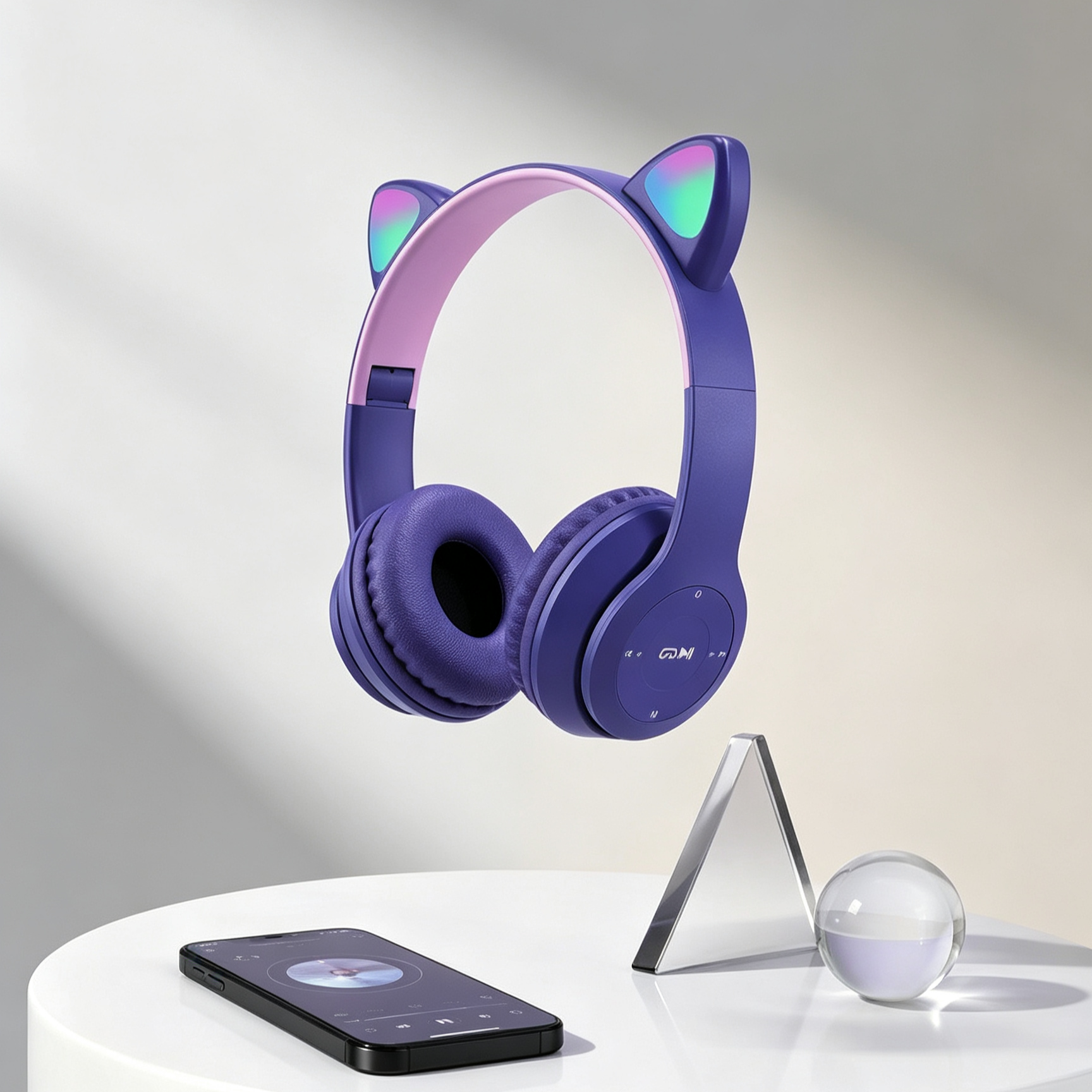 Kabellose Bluetooth-Kopfhörer mit Cartoon-Katzenohren
