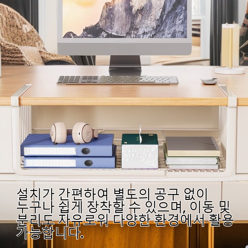 책상 밑 걸이 바구니 책상 옆 행잉 수납선반 슬라이드 수납박스 책상 옆 정리 아티팩트