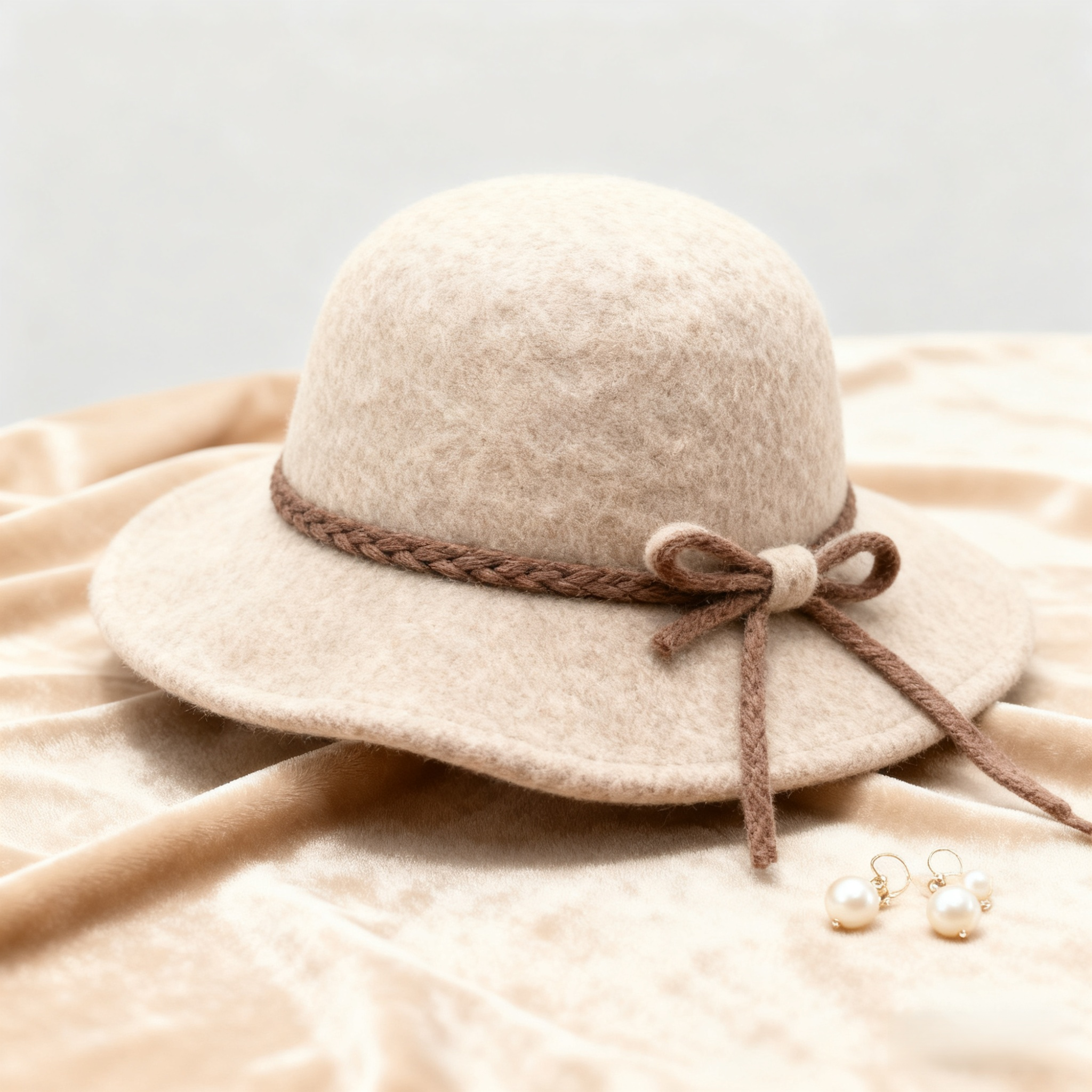  우아한 리본 와이드 햇 