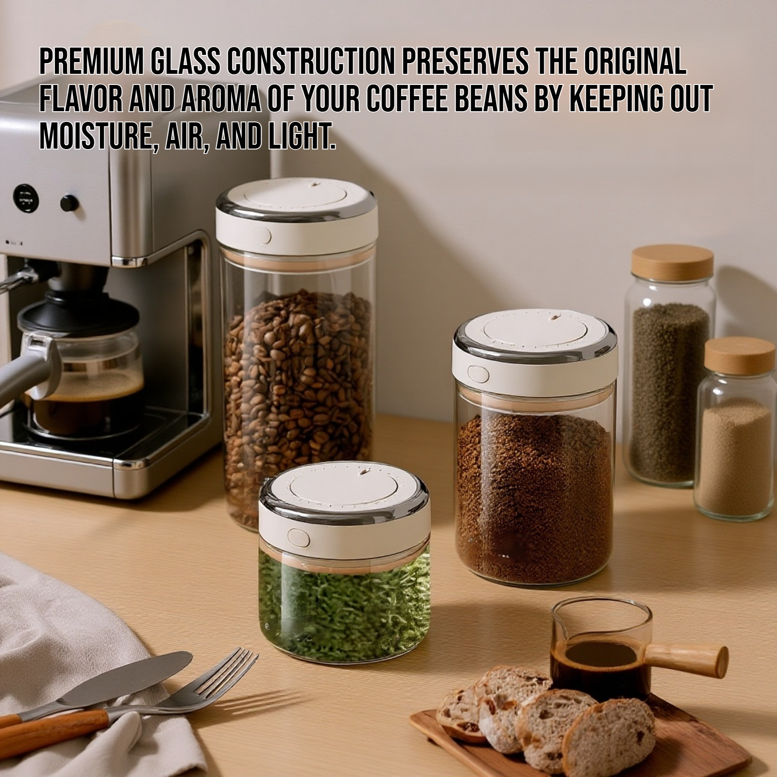 Coffee bean storage glass sealed jar