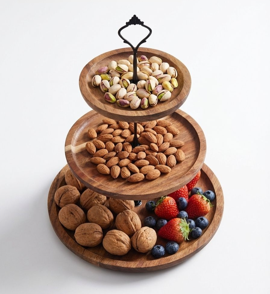 キッチンで使う二段式ドライフルーツトレイ