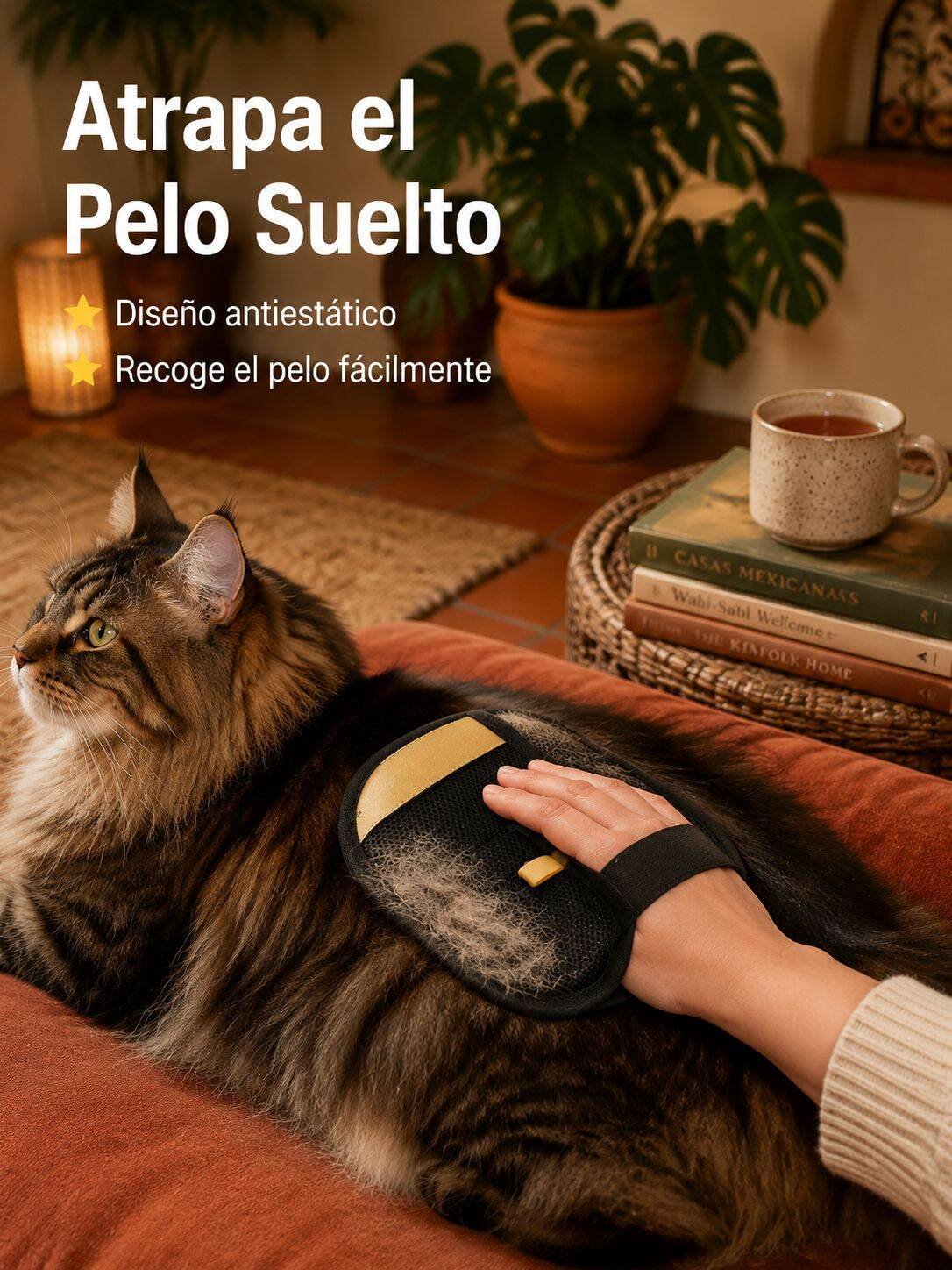 Guante para cepillar mascotas y eliminar la estática