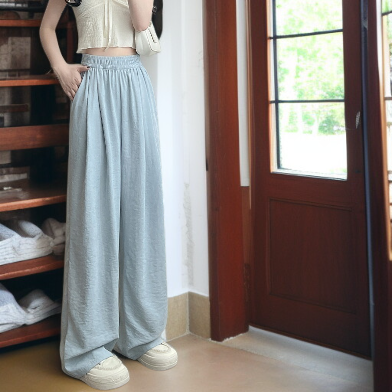 クリームムースヤマモト パンツ レディース 夏 カジュアル 多用途 ドレープ クリーム パンツ テクスチャード レイジー アイスシルク ワイドレッグパンツ