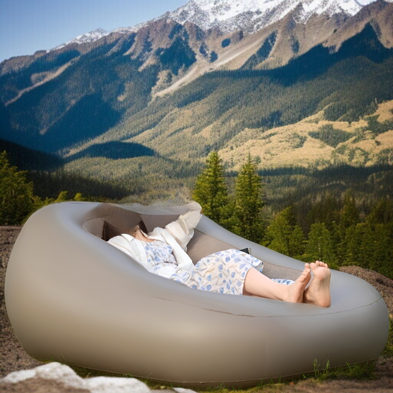 エアーソファー コンパクト ワンタッチ自動膨張 ポンプ内蔵 3.9kg超軽量 ふわふわな手触り 1人掛け  柔軟快適 防湿 防熱 防寒 防汚 エアチャンバー  カウチソファー インフレータブルソファ 